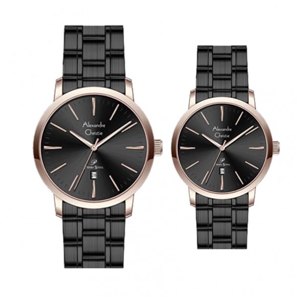 Alexandre Christie AC 1028 Rosegold Black Couple